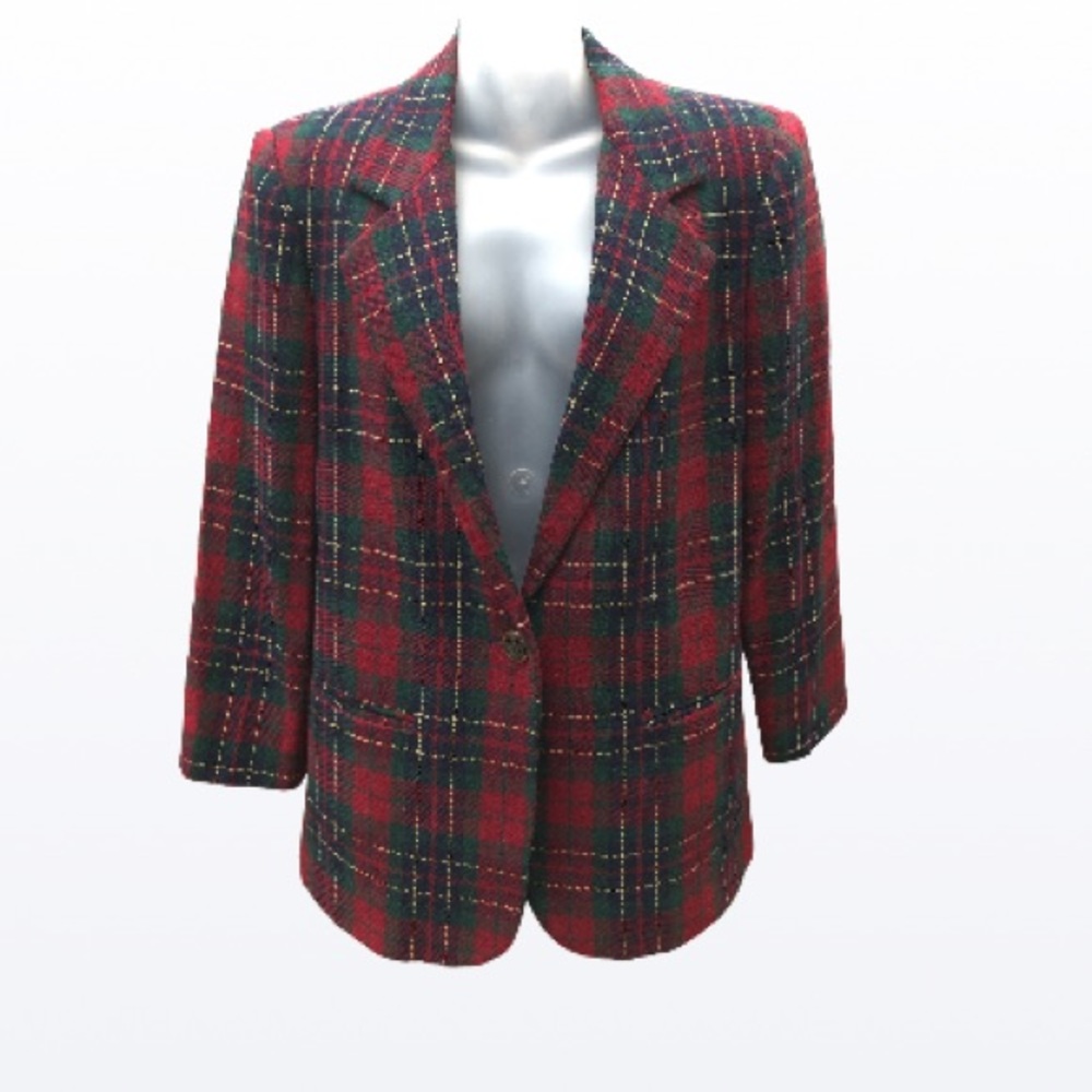 Sag Harbor vintage plaid blazer over sized 10 petite suit jacket